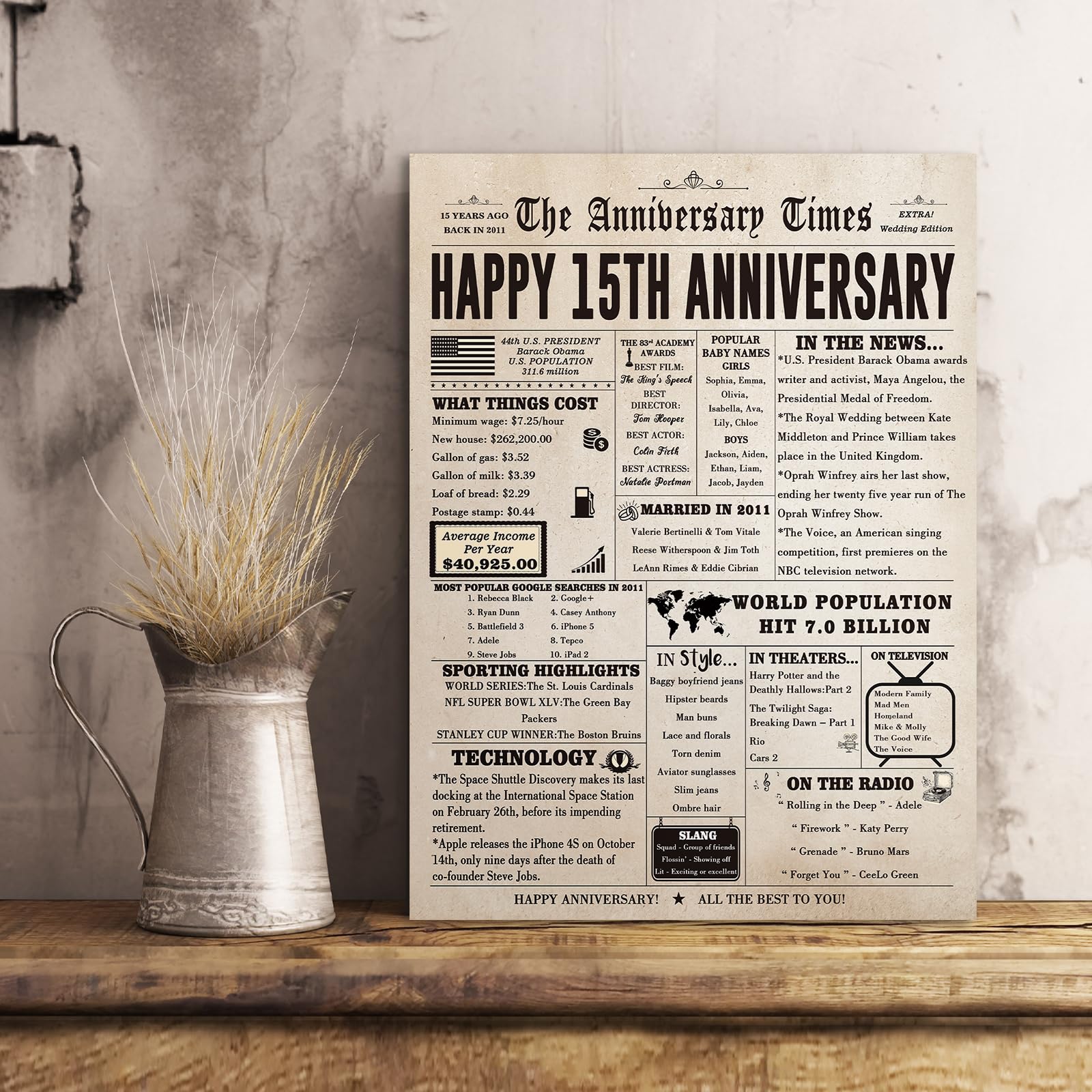 Amazon.com : FANCYLUCKY Jumbo 15th Anniversary Card for Women Men